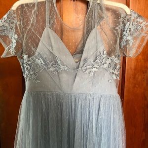 Sky / baby blue maxi ASOS bridesmaids dress